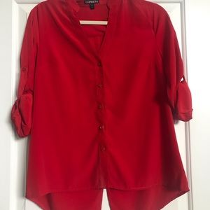 Express Red Button-Up Blouse